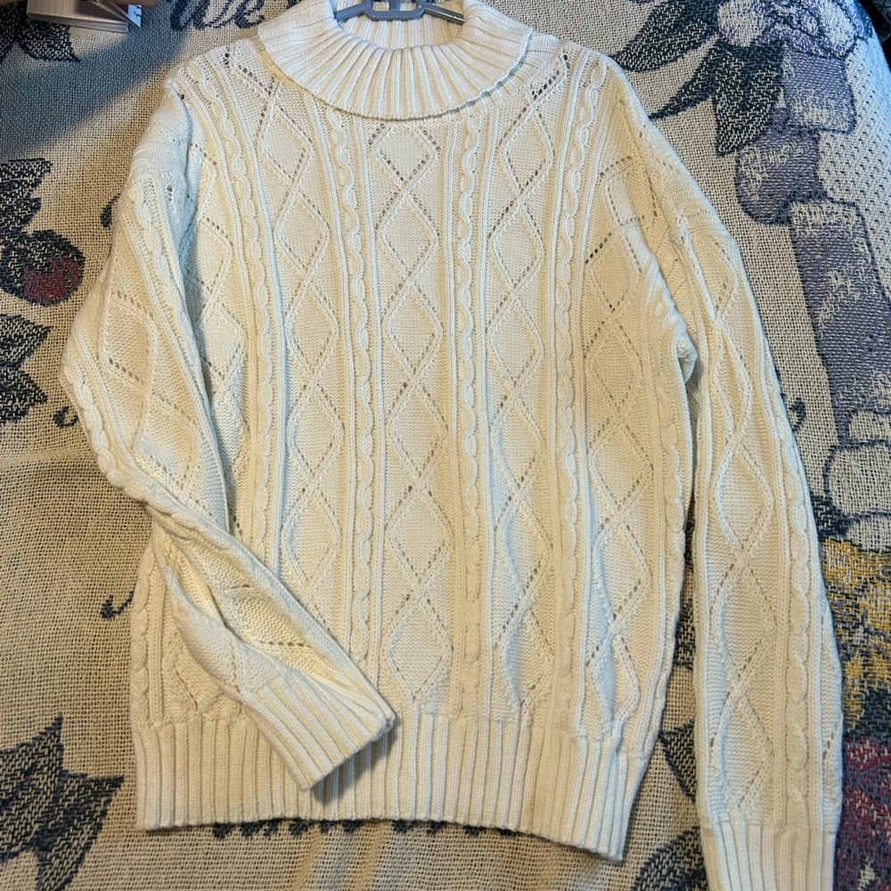 Elegant Cream Cable Knit Sweater